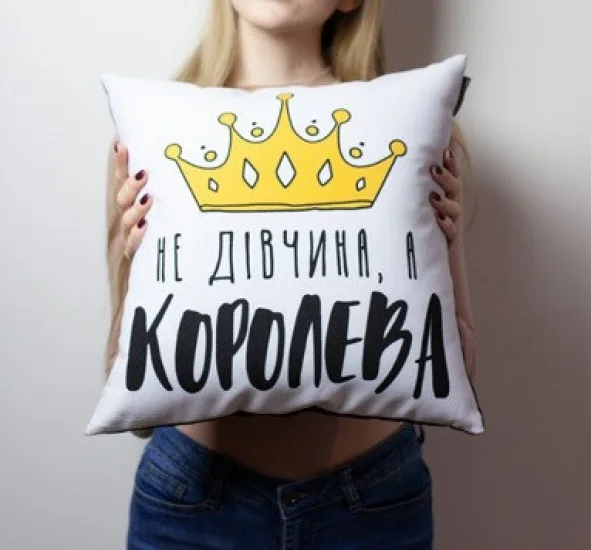 Подушка Габардин 40х40 см Біла з принтом