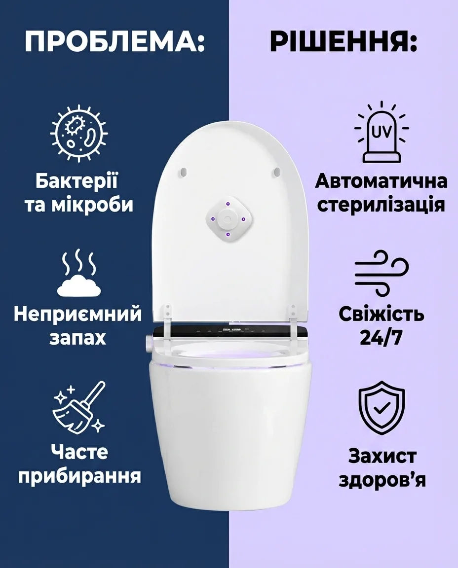 Дезінфікуючий стерилізатор для туалету УФ-лампа 253,7 нм з авто-включенням білий