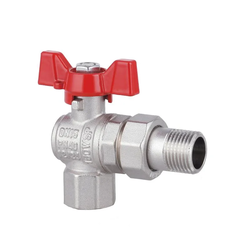 Кран шаровой угловой 1/2" латунь никелированный SD Forte SF221W15