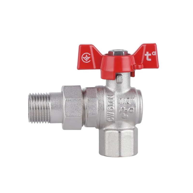 Кран шаровой угловой 1/2" латунь никелированный SD Forte SF221W15