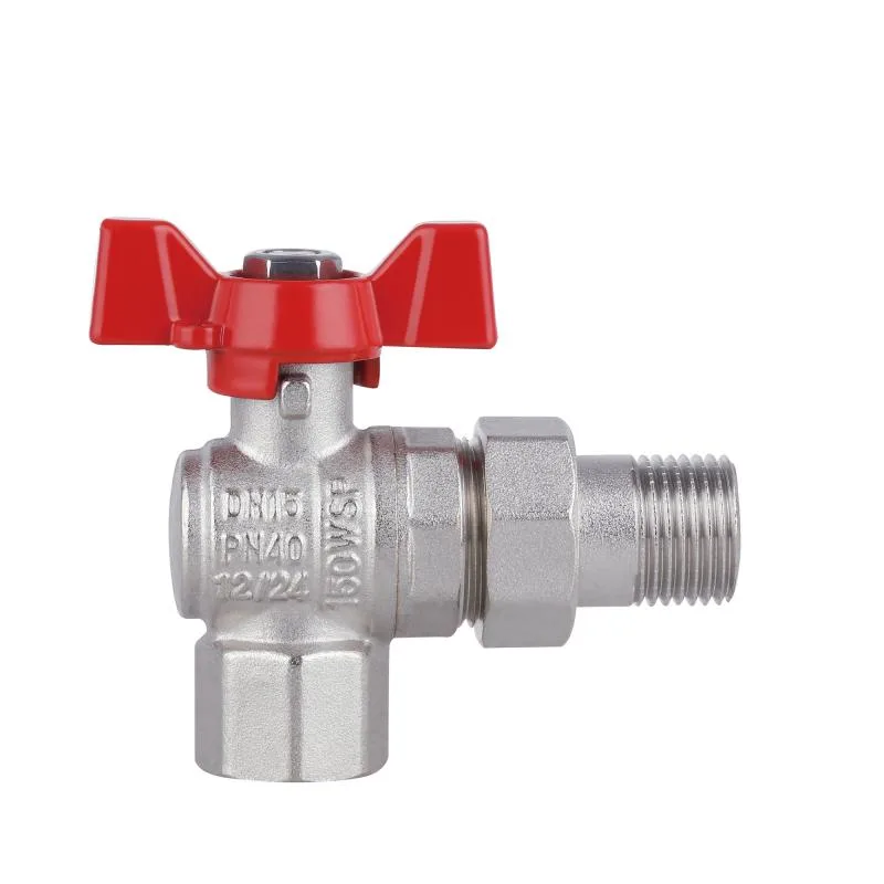 Кран шаровой угловой 1/2" латунь никелированный SD Forte SF221W15