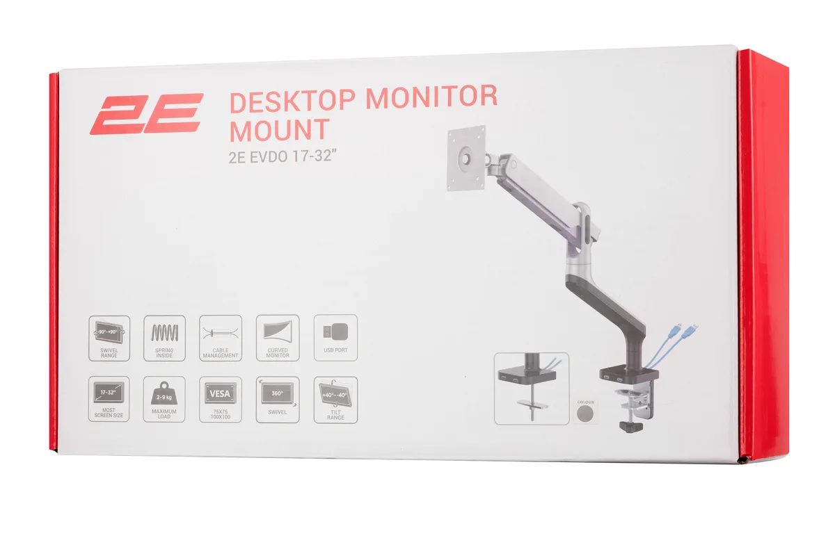 Кріплення монітора настільне 2E Evdo 17"- 32" 9кг 2хUSB 3.0