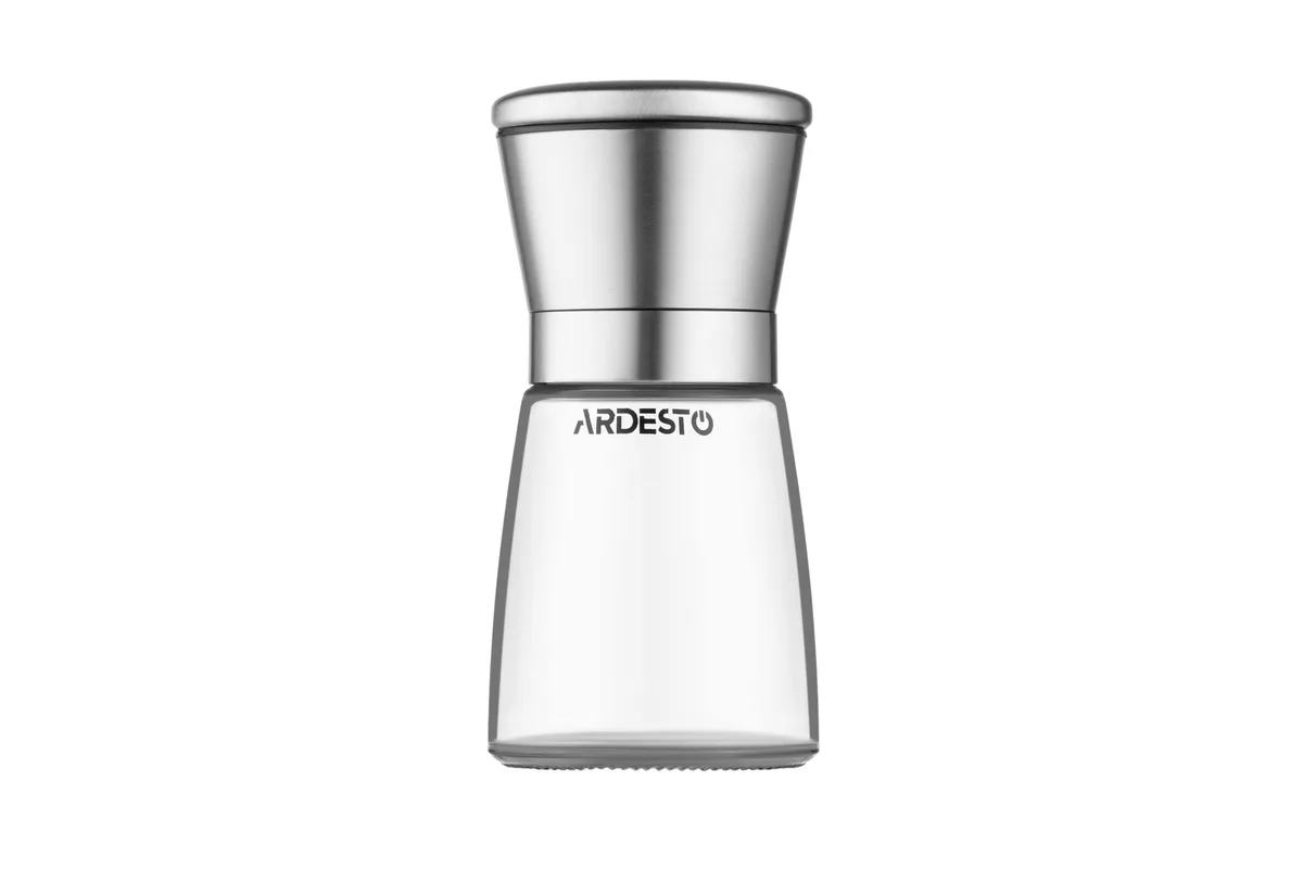 Соломельниця та перцемолка Ardesto Gemini, 180 мл, скло, нержавіюча сталь, прозора.