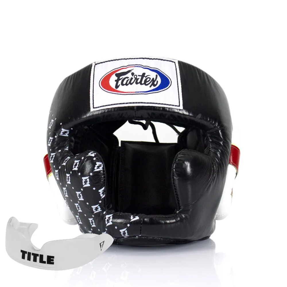Боксерський шолом Fairtex натуральна шкіра M чорний