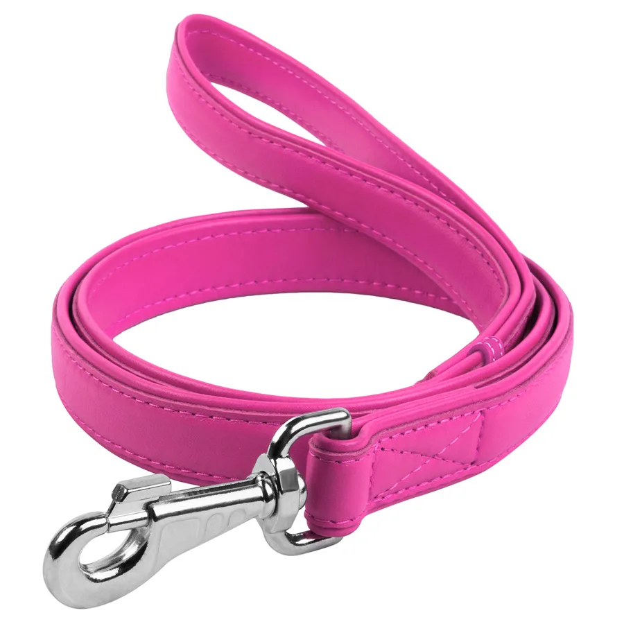 Повідець WAUDOG Glamour шкіряний 18х122 см рожевий S-M