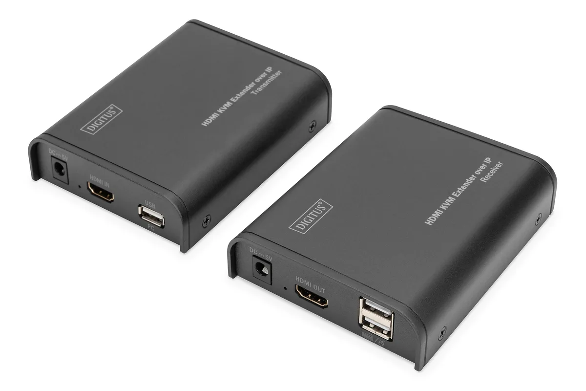 Подовжувач DIGITUS HDMI KVM по IP, комплект, Full HD, 1080p, через мережевий кабель (Cat 5, 5E, 6), 120м