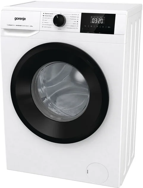 Фронтальна пральна машина Gorenje, 6 кг, 1000 об/хв, клас енергоефективності A+++, 43.5 см, з дисплеєм, функцією пари, інверторний