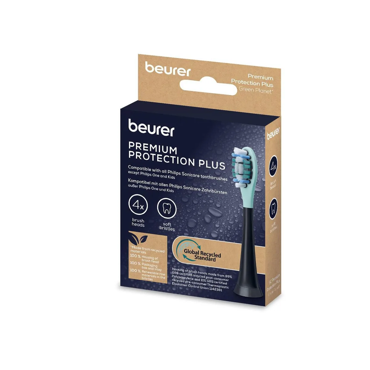 Насадки для зубних щіток Beurer SC 30/50 Premium Care Plus, для ніжних ясен, 4 шт у комплекті, чорного кольору.