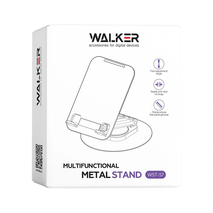 Підставка WALKER металевa 85х85х130 мм чорна поворотна для смартфонів