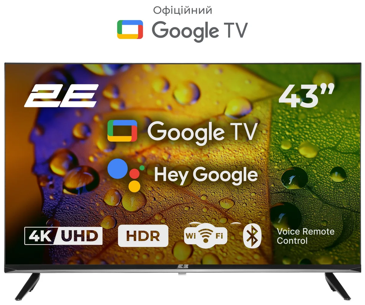 Телевізор 43" 2E LED 4K 60Hz Smart Google TV Black