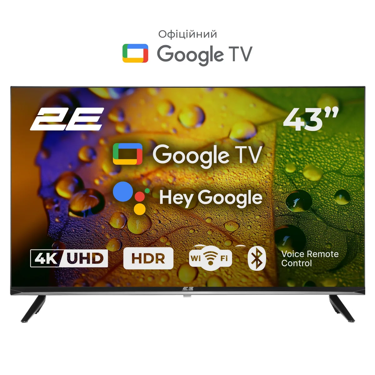 Телевізор 43" 2E LED 4K 60Hz Smart Google TV Black