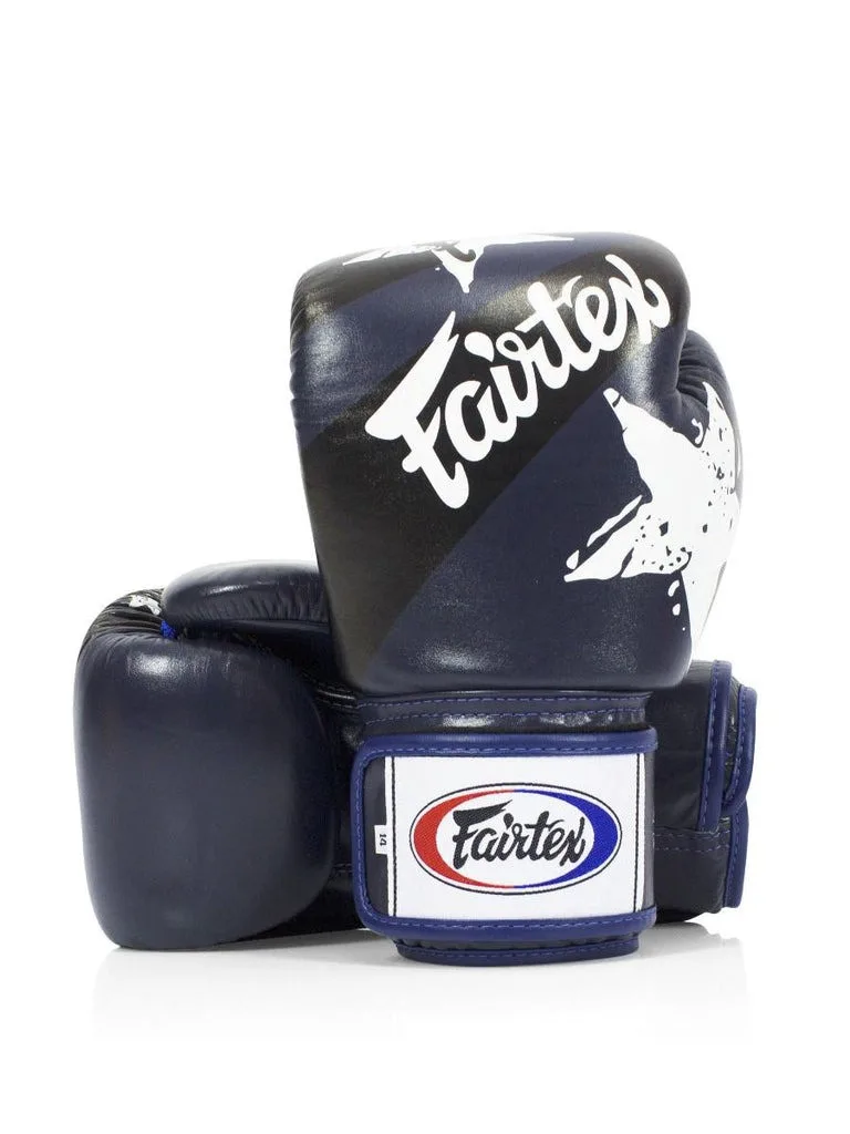 Боксерські рукавиці Fairtex натуральна шкіра 12 унцій сині