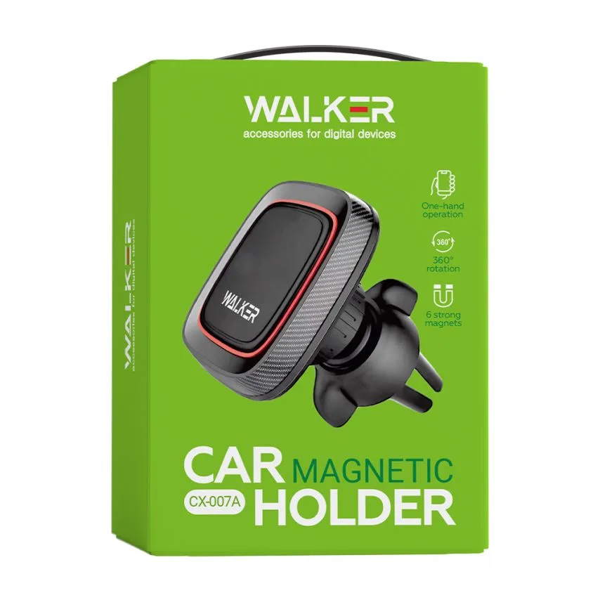Автотримач магнітний WALKER пластик чорний 10х3 мм
