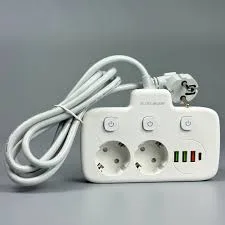 Универсальный сетевой удлинитель белый 2 розетки 3 USB Type-C 2 м 2500W