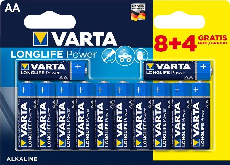 Батарейка Varta Longlife Power  лужна AA блістер, 12 шт