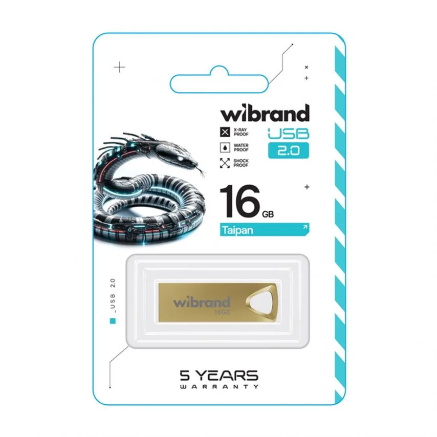 Флеш-пам'ять USB Wibrand метал 16Гб золотий