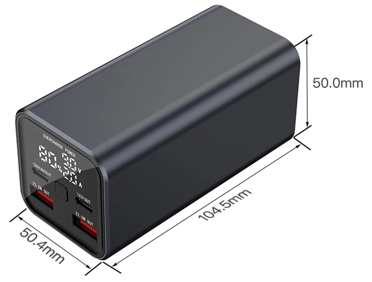 Портативний зарядний пристрій Yenkee 20000 мАг PD 100W ABS 105х50,5х50,5 мм Чорний