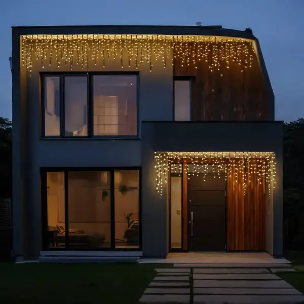 Вулична гірлянда Бахрома 20 м 335 LED чорний провід жовтий