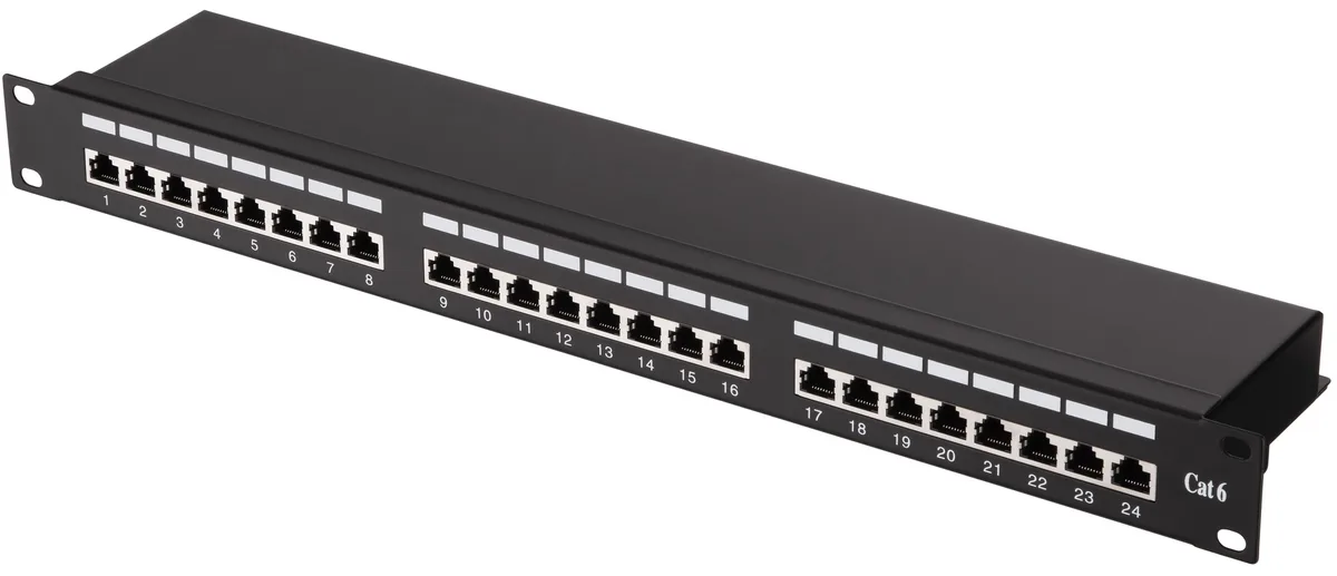 Патч-панель 2E САТ 6, FTP, 19", 1U, 24 порти, зібрана