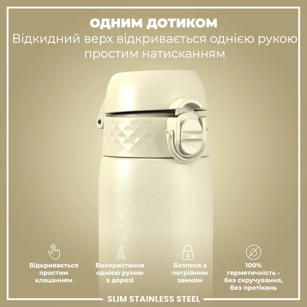 Пляшка для води ION8 нержавіюча сталь 600 мл біла