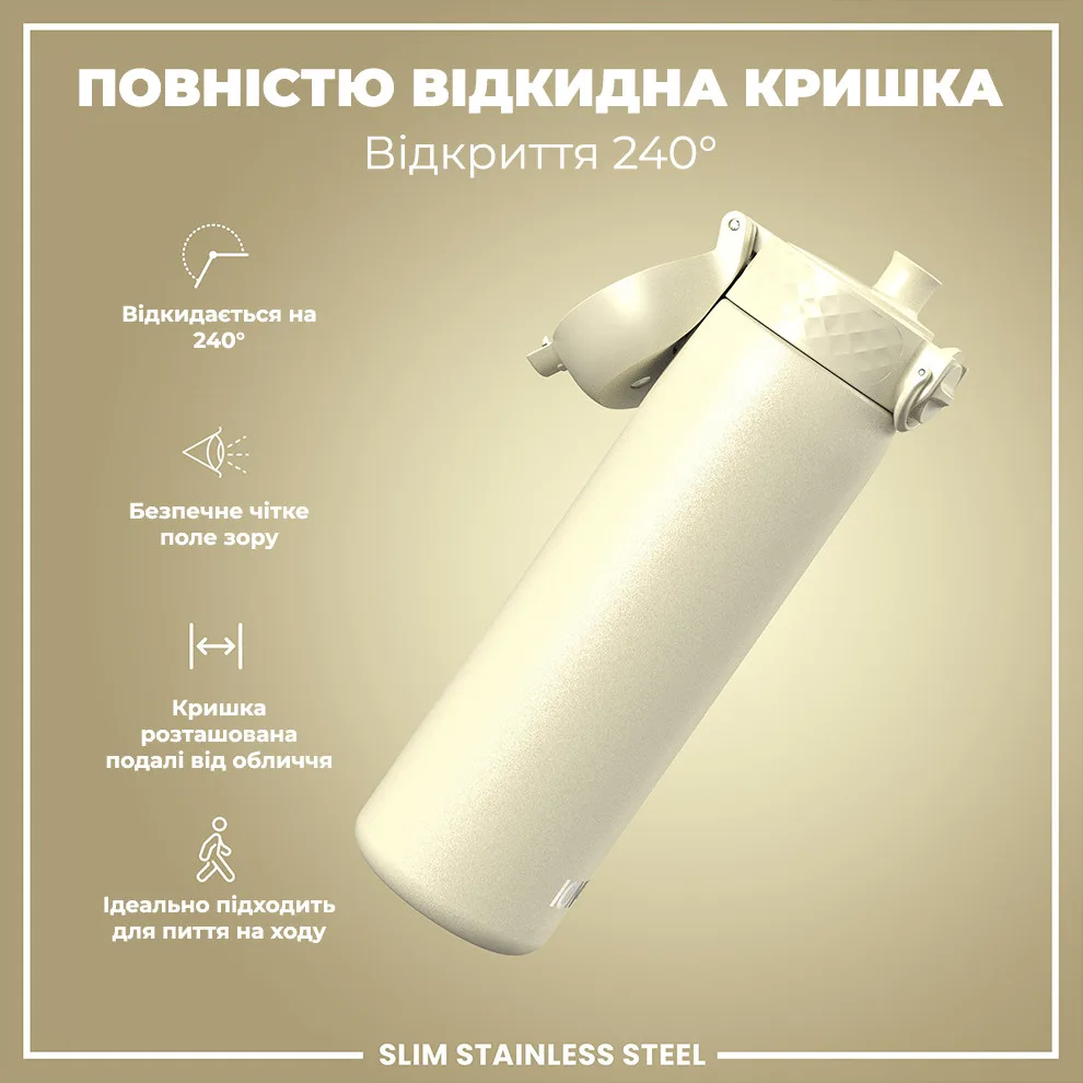 Пляшка для води ION8 нержавіюча сталь 600 мл біла