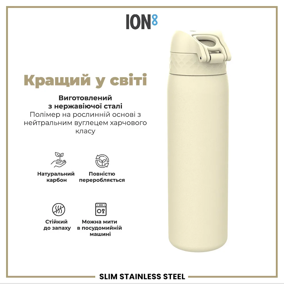 Пляшка для води ION8 нержавіюча сталь 600 мл біла