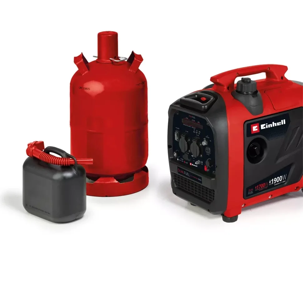 Газобензиновий інверторний генератор Einhell TE-IG 1900 DF LPG, 230В, 1 фаза, 1.7-1.9 кВт, з двома розетками 12В, ручний.