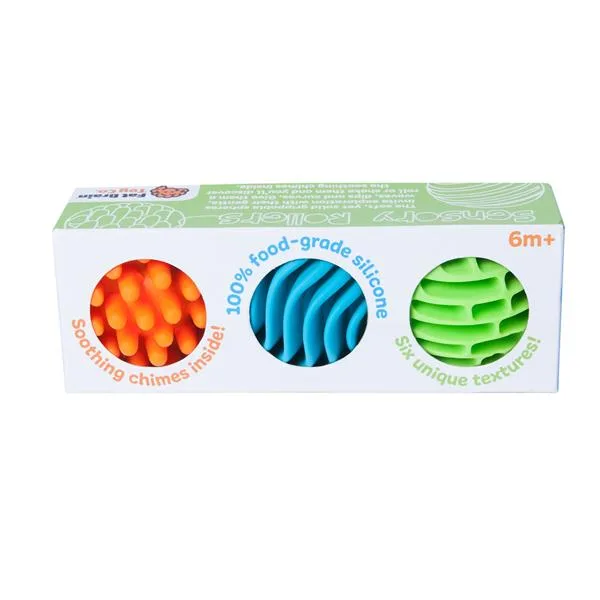 Прорізувач-брязкальце Fat Brain Toys силіконові кулі 6,4 см різнокольорові 3 шт