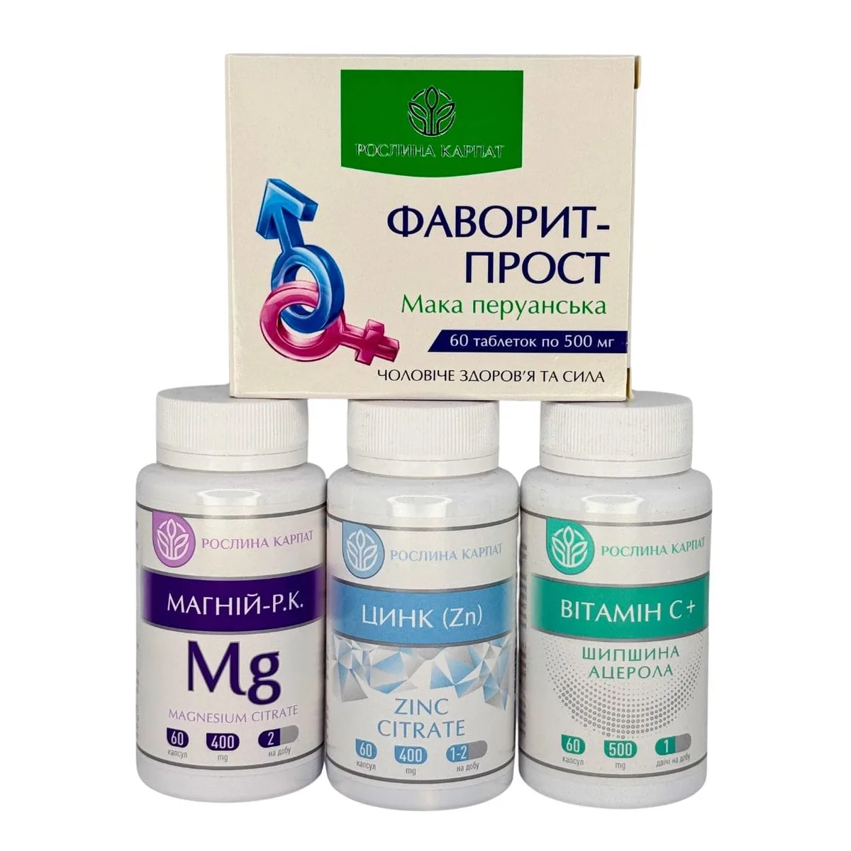 Програма для чоловіків - Фаворит, Цинк, Магній Р.К., Вітамін С  Рослина Карпат