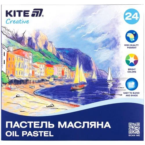 Пастель олійна 24 кольори Kite художня пастель для малювання на папері та картоні.