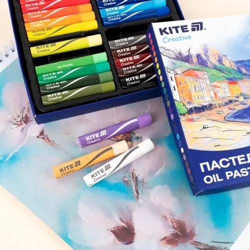 Пастель олійна 24 кольори Kite художня пастель для малювання на папері та картоні.