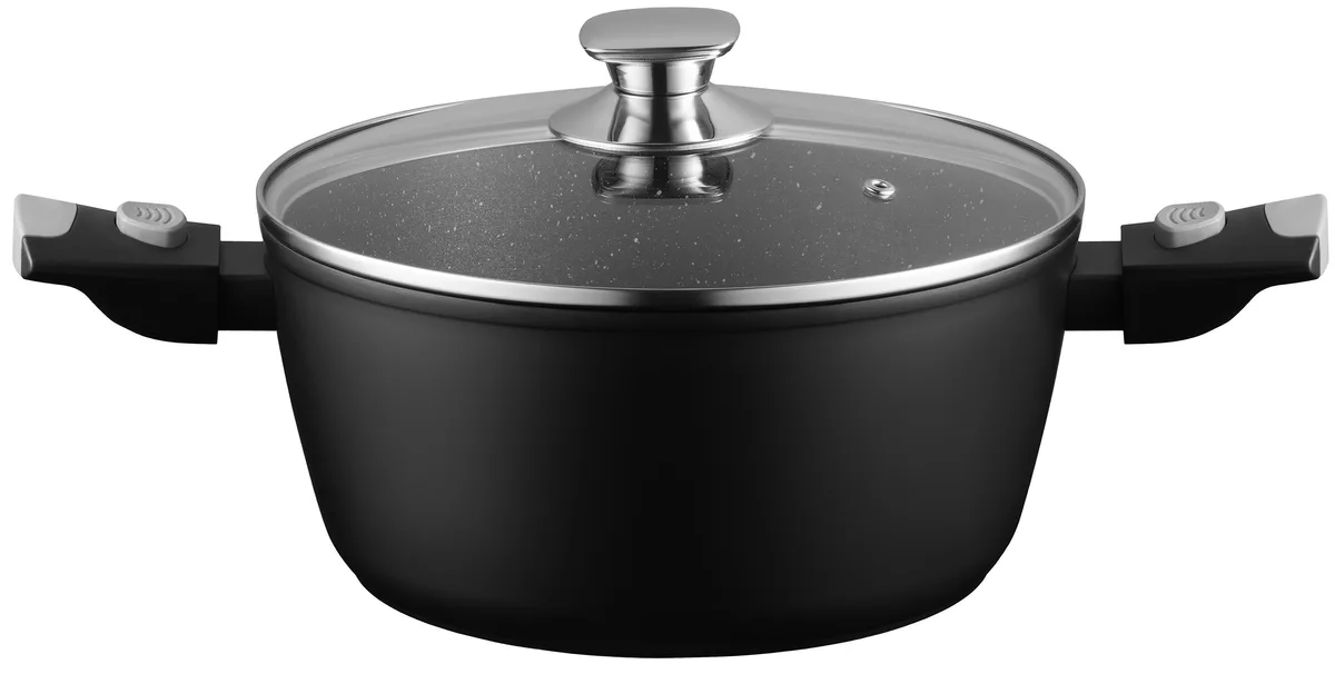 Каструля з прозорою кришкою ARDESTO Gemini Bari, 3.9л, алюміній, чорного кольору.