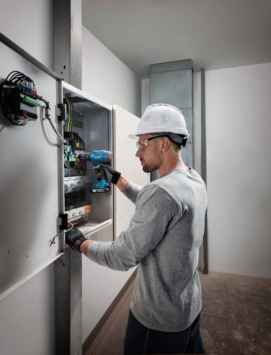 Акумуляторний ударний шурупокрут-дриль Bosch Professional GSB 183-LI 18В, 2х2А·год, 21-56Нм, 374-1815об/хв, у кейсі.
