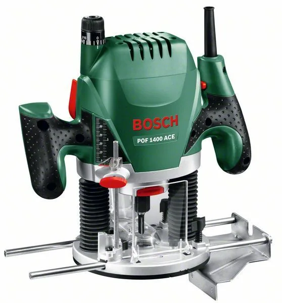 Фрезер Bosch POF 1400 ACE, потужність 1400 Вт, цанга 6 та 8 мм, швидкість 11000-28000 об/хв, вага 3 кг.