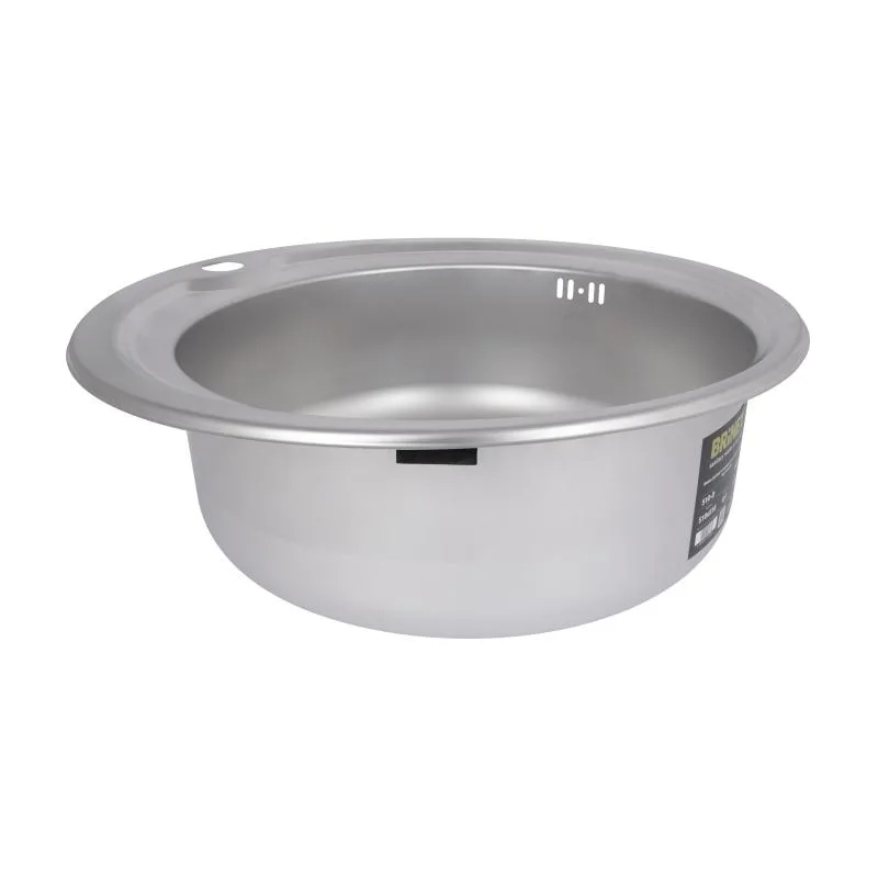 Кухонная мойка Brinex 510-D круглая 0,8 мм нержавеющая сталь 510х610х540 мм Сатин