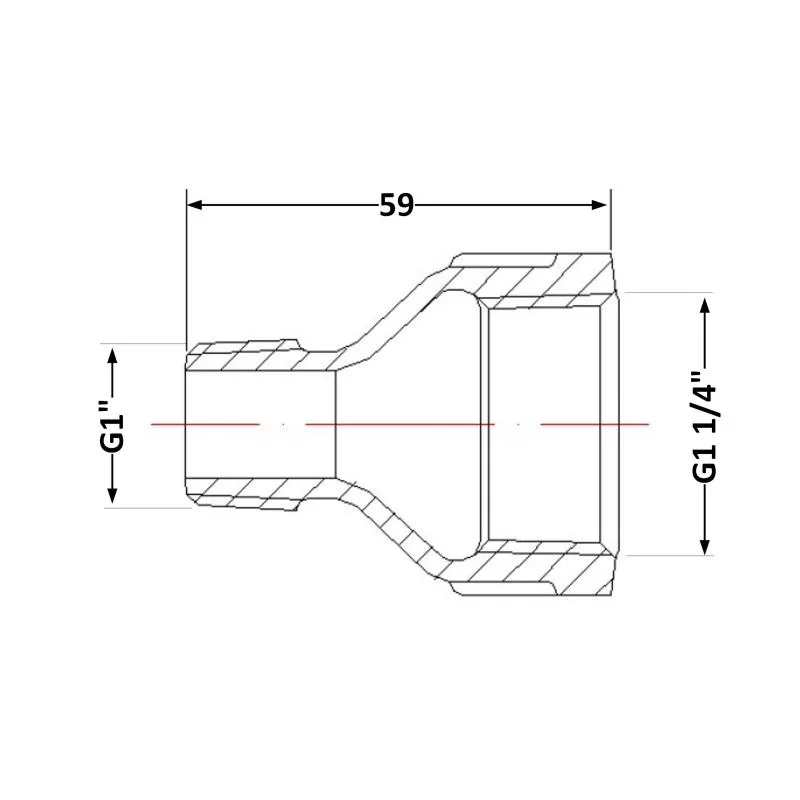 Перехід редукційний чавунний 1 1/4"x1" внутрішня/зовнішня різьба сірий КЧ312