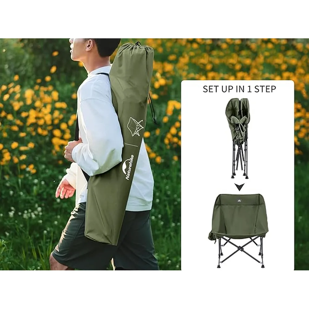 Складной стул Naturehike сталь 64х62х70 см темно-зеленый