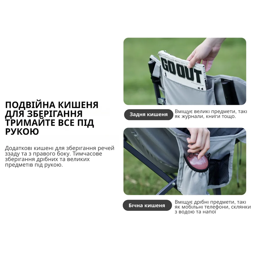 Складной стул Naturehike сталь 64х62х70 см темно-зеленый