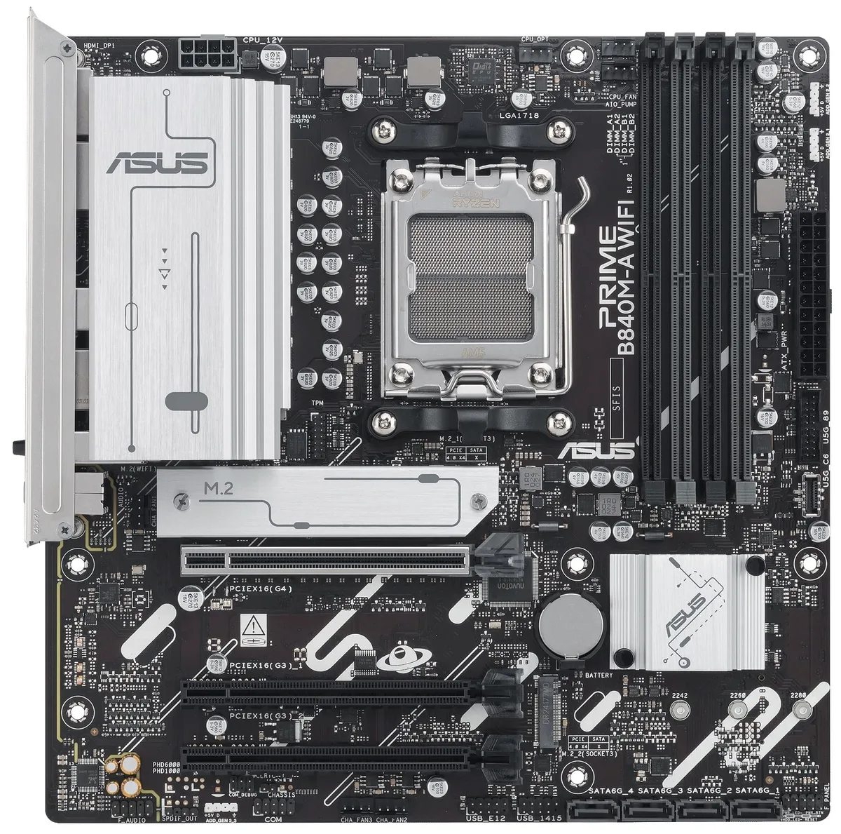 Материнcька плата ASUS PRIME B840M-A WIFI sAM5 B840 4xDDR5 M.2 HDMI DP Wi-Fi BT mATX