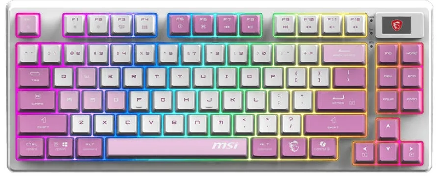 Клавіатура механічна MSI FORGE GK600 TKL W VIOLET UA 83key, mechanical Linear, USB-A, Wireless, Bluetooth, EN/UKR/RU, RGB, фіолетовий