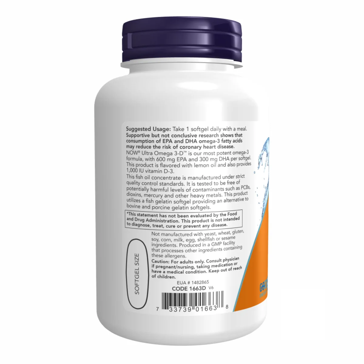 NOW Foods Ultra Omega 3-D Риб'ячий жир 90 м'яких капсул з вітаміном D-3