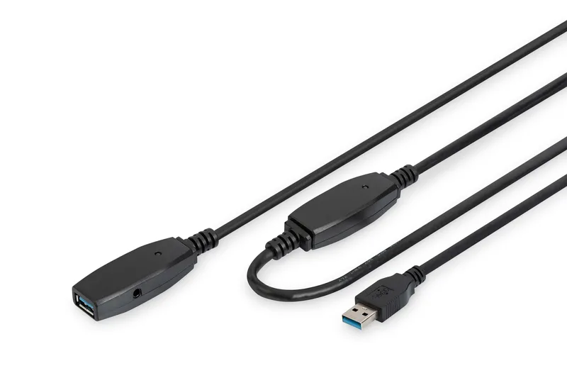 Подовжувач DIGITUS USB 3.0 Active Cable, A/M-A/F, 15м, чорний