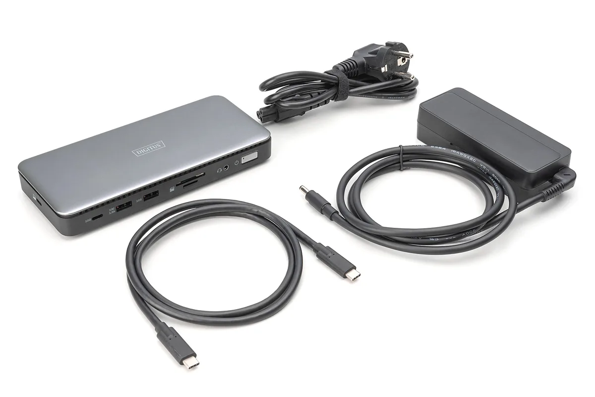 Док-станция DIGITUS USB-C > 2xHDMI/DP/2xUSB-A/USB-C/SD/MicroSD/RJ54/DC/Audio