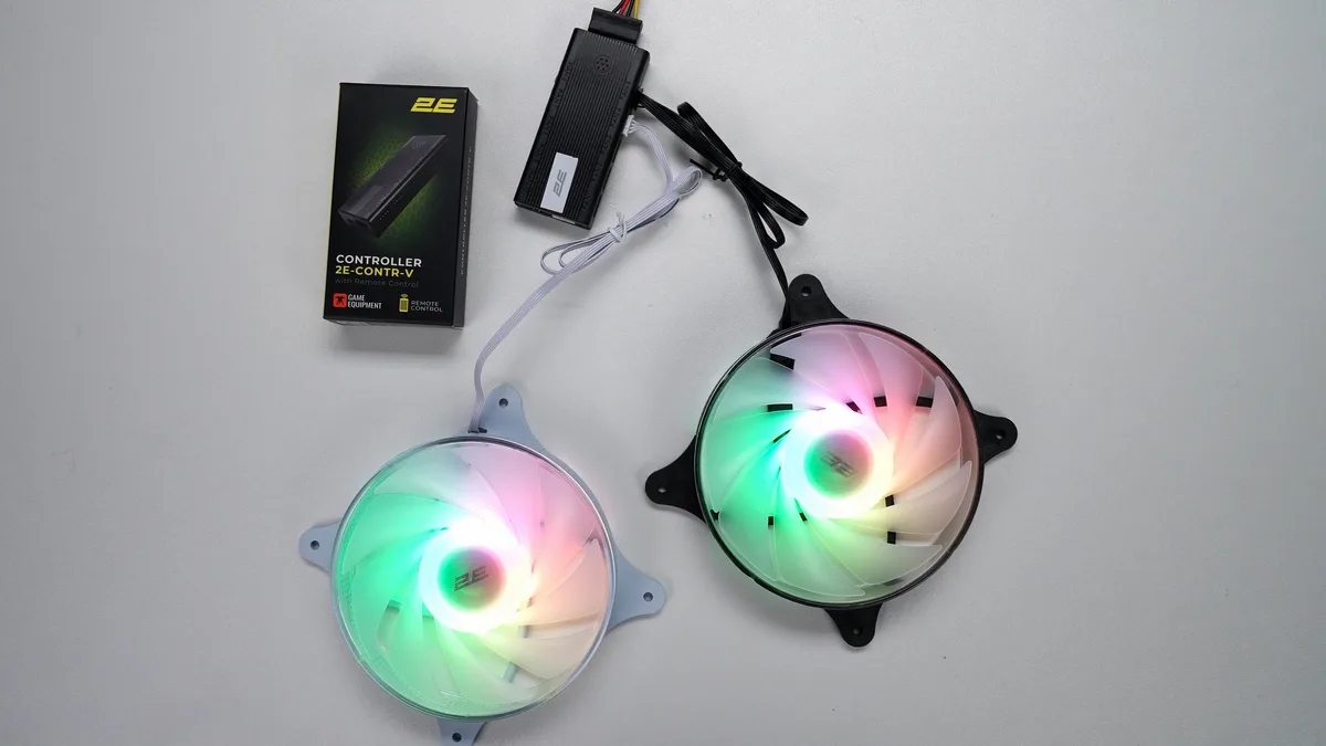 Корпусний вентилятор 2E GAMING Air Cool ACF120VRB-ARGB 120мм, 1200rpm, 4pin, 23dBa, reversed, чорний