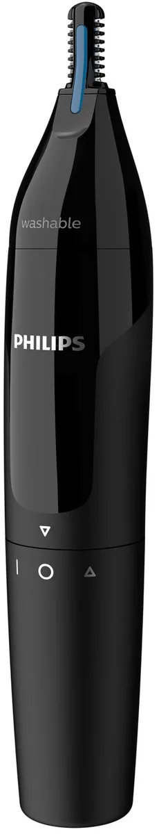 Тример Philips Series 1000 для носа та вух, живлення від 1 батареї AA, сталевий, чорного кольору.
