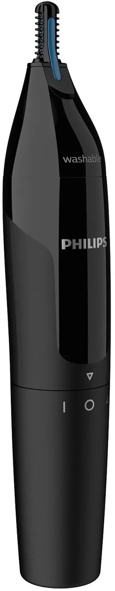 Тример Philips Series 1000 для носа та вух, живлення від 1 батареї AA, сталевий, чорного кольору.