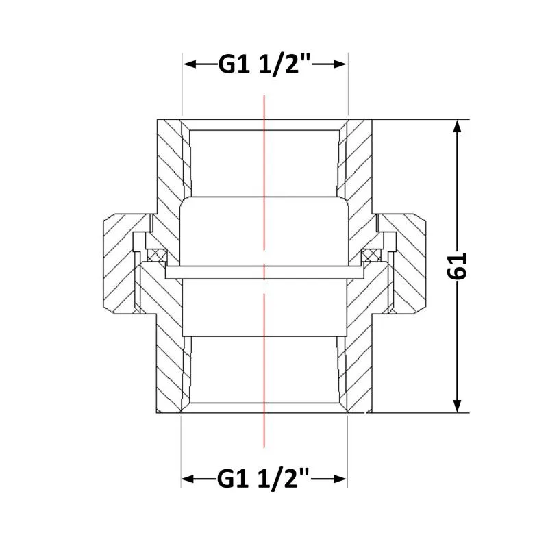 Згін Американка чавунний 1 1/2" ВР КЧ310 175°C 16 бар сірий