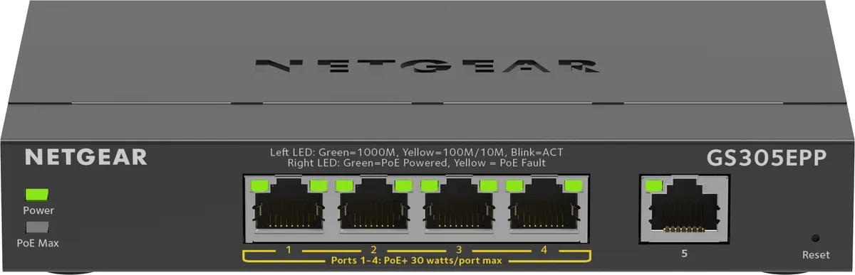 Комутатор NETGEAR GS305EPP 5xGE (4xPoE), 120Вт, WebSmart
