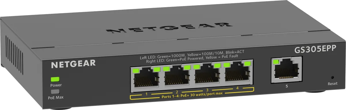 Комутатор NETGEAR GS305EPP 5xGE (4xPoE), 120Вт, WebSmart