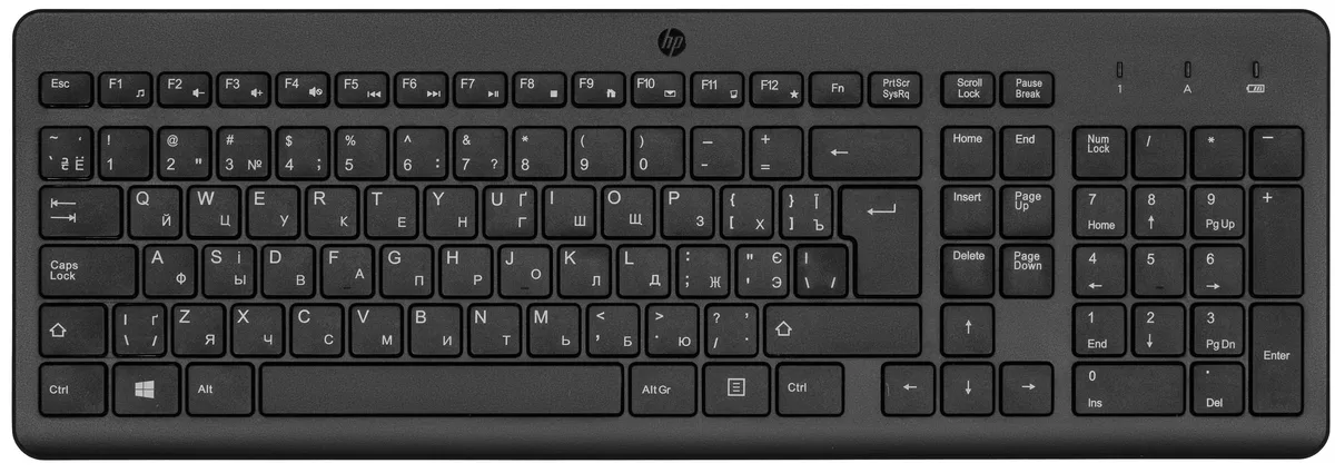 Клавіатура мембранна HP 220, 104key, WL, EN/UK, чорний